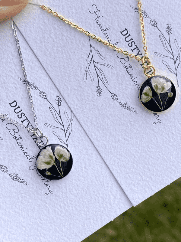 Sterling silver, Baby’s breath Gypsophila flower necklace