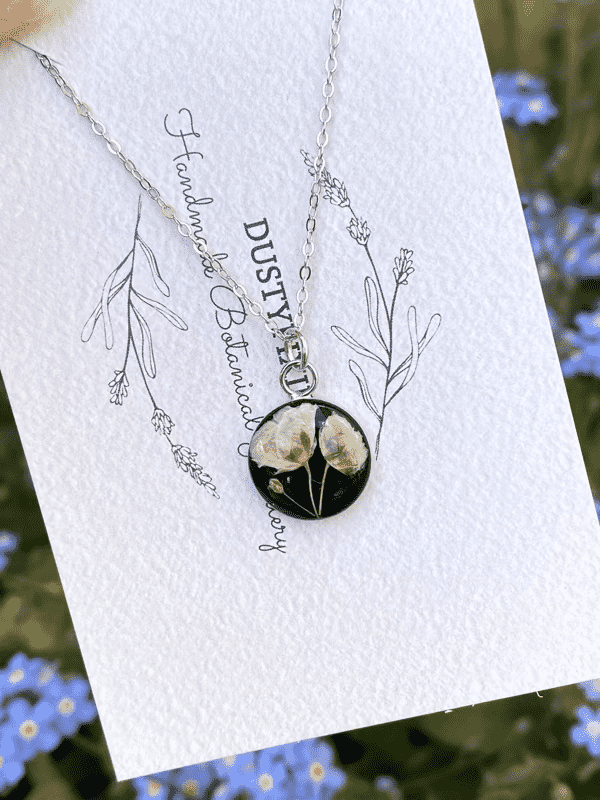 Sterling silver, Baby’s breath Gypsophila flower necklace