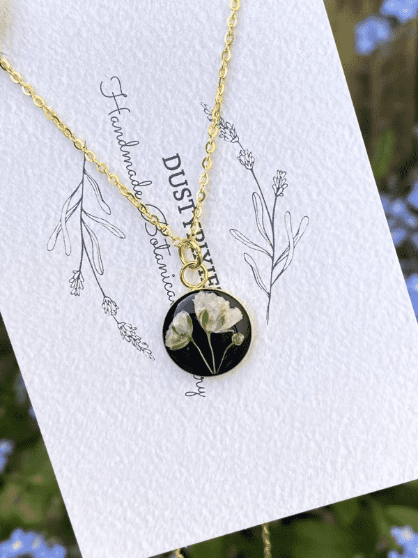 Sterling silver, Baby’s breath Gypsophila flower necklace