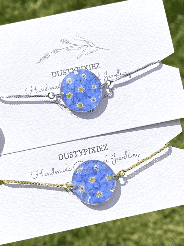 Forget me not flowers dainty slider bracelet