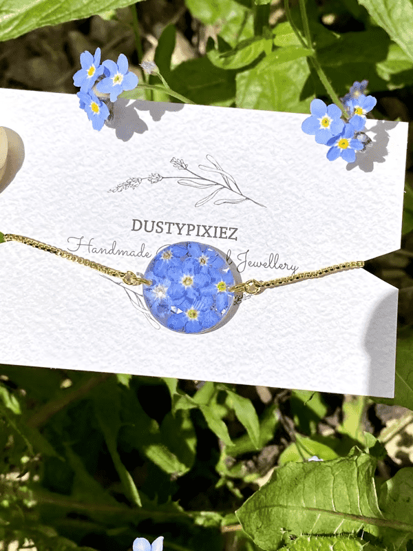 Forget me not flowers dainty slider bracelet