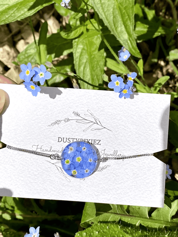 Forget me not flowers dainty slider bracelet