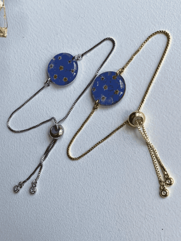Forget me not flowers dainty slider bracelet