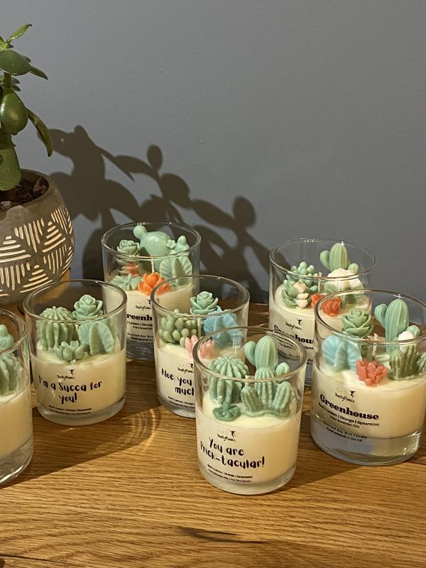 Greenhouse | Cactus Themed | Scented Natural Wax Candle | Pure Essential Oils | Aromatherapy