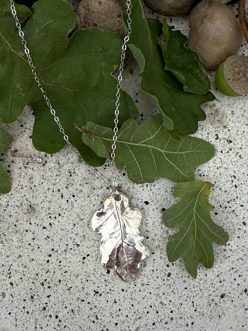 Little Oak Leaf Pendant: Sterling Silver