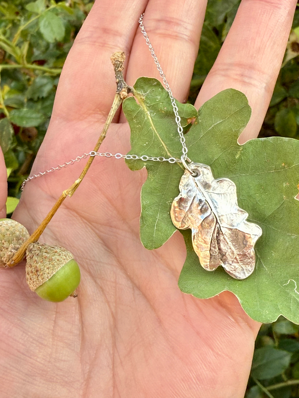 Little Oak Leaf Pendant: Sterling Silver