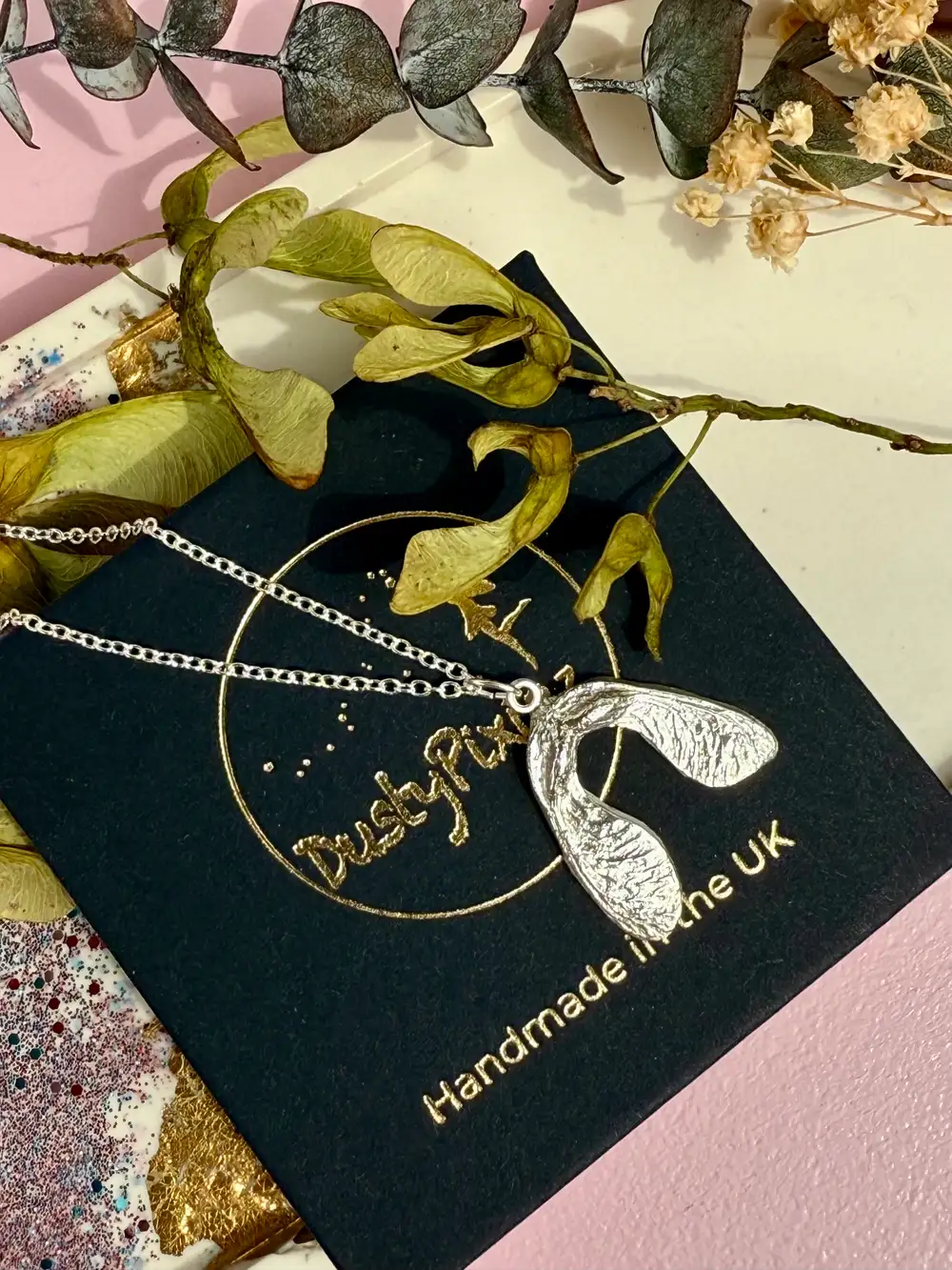 Sterling Silver Sycamore Seed Pendant: Botanical Nature Jewellery