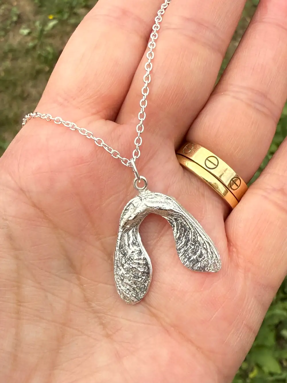 Sterling Silver Sycamore Seed Pendant: Botanical Nature Jewellery