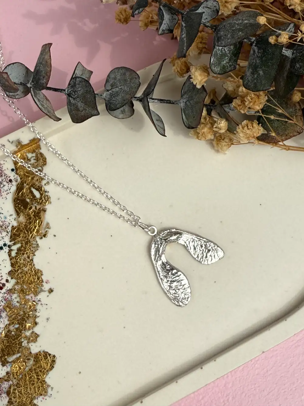 Sterling Silver Sycamore Seed Pendant: Botanical Nature Jewellery