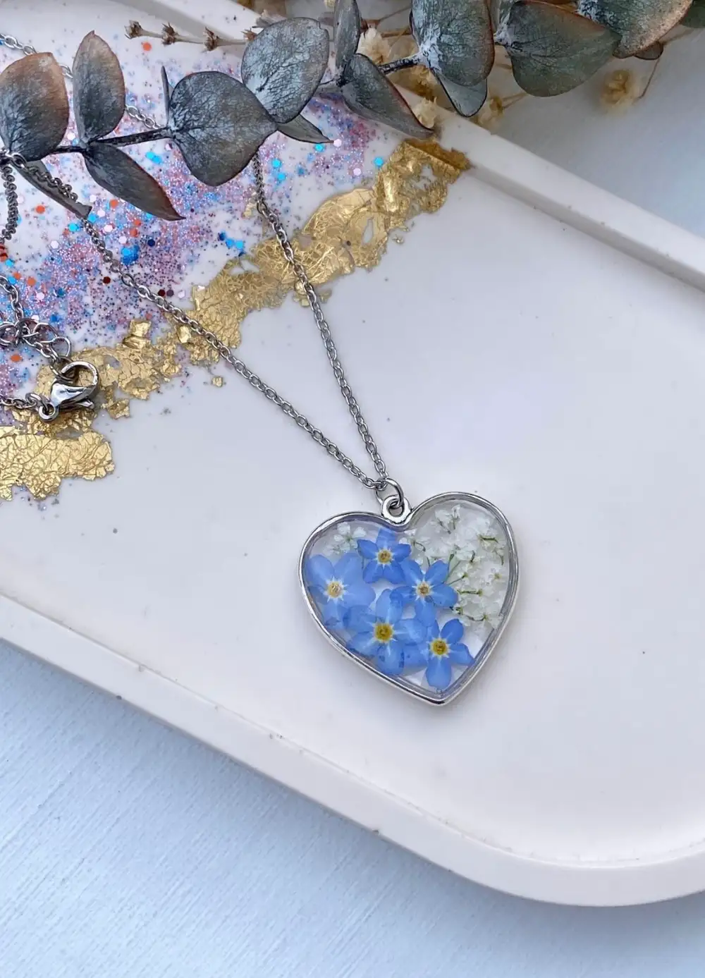 Forget me not beautiful heart necklace | Stainless steel