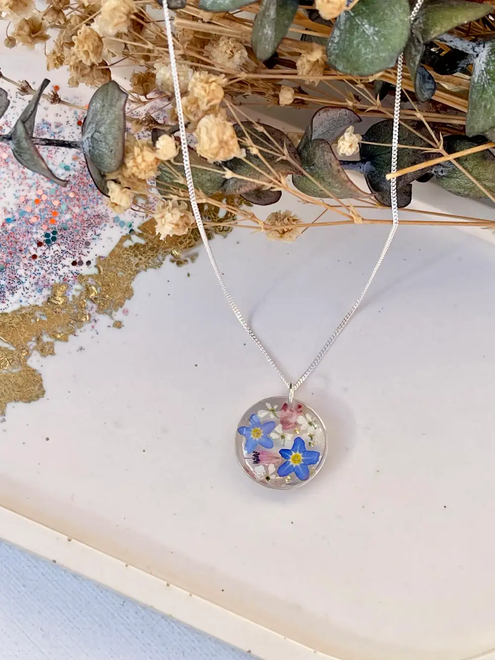 Sterling silver Forget me not necklace