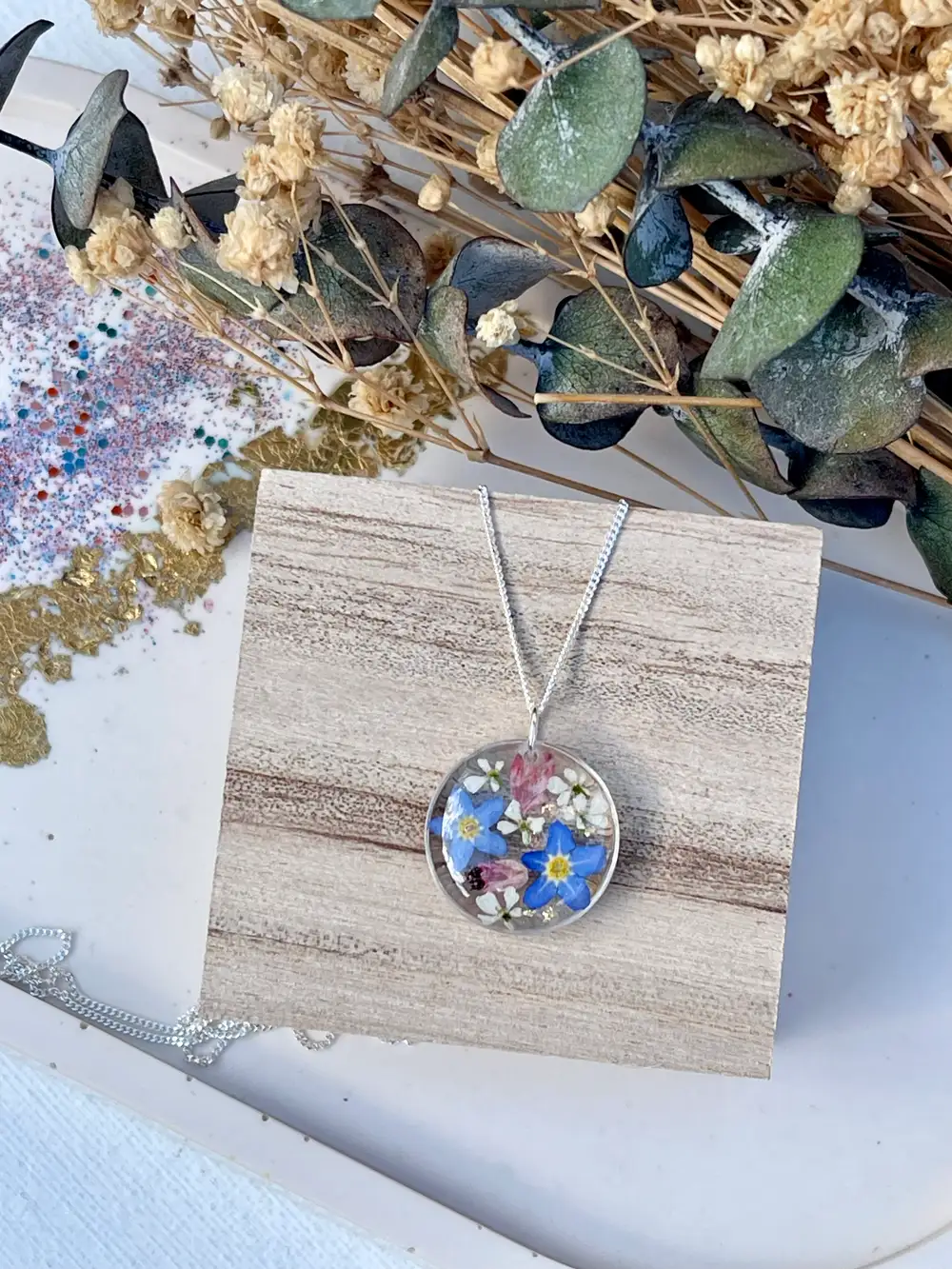 Sterling silver Forget me not necklace