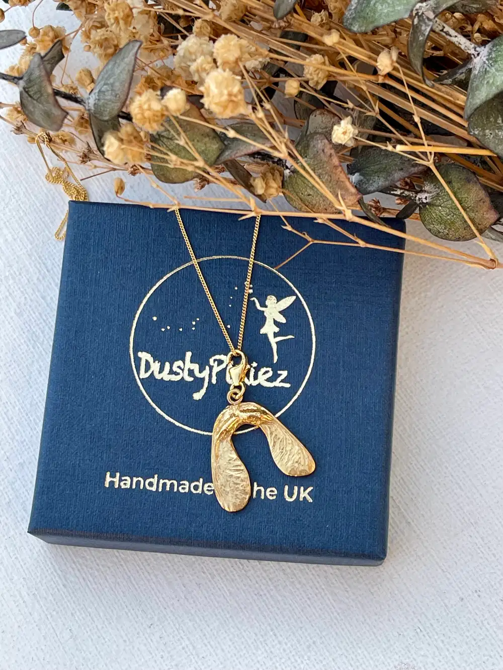Gold Sycamore Seed Pendant Necklace, 18k Gold Vermeil