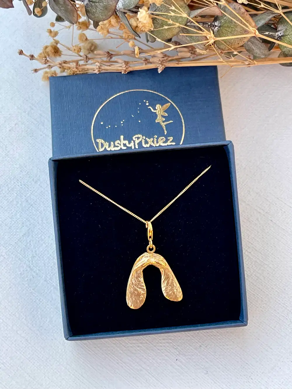 Gold Sycamore Seed Pendant Necklace, 18k Gold Vermeil