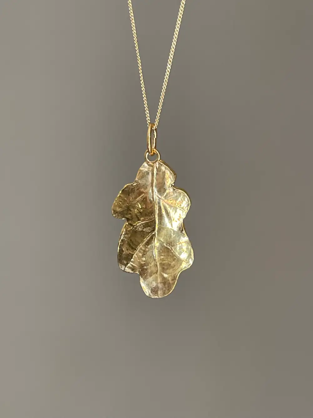 Gold Little Oak Leaf Pendant Necklace