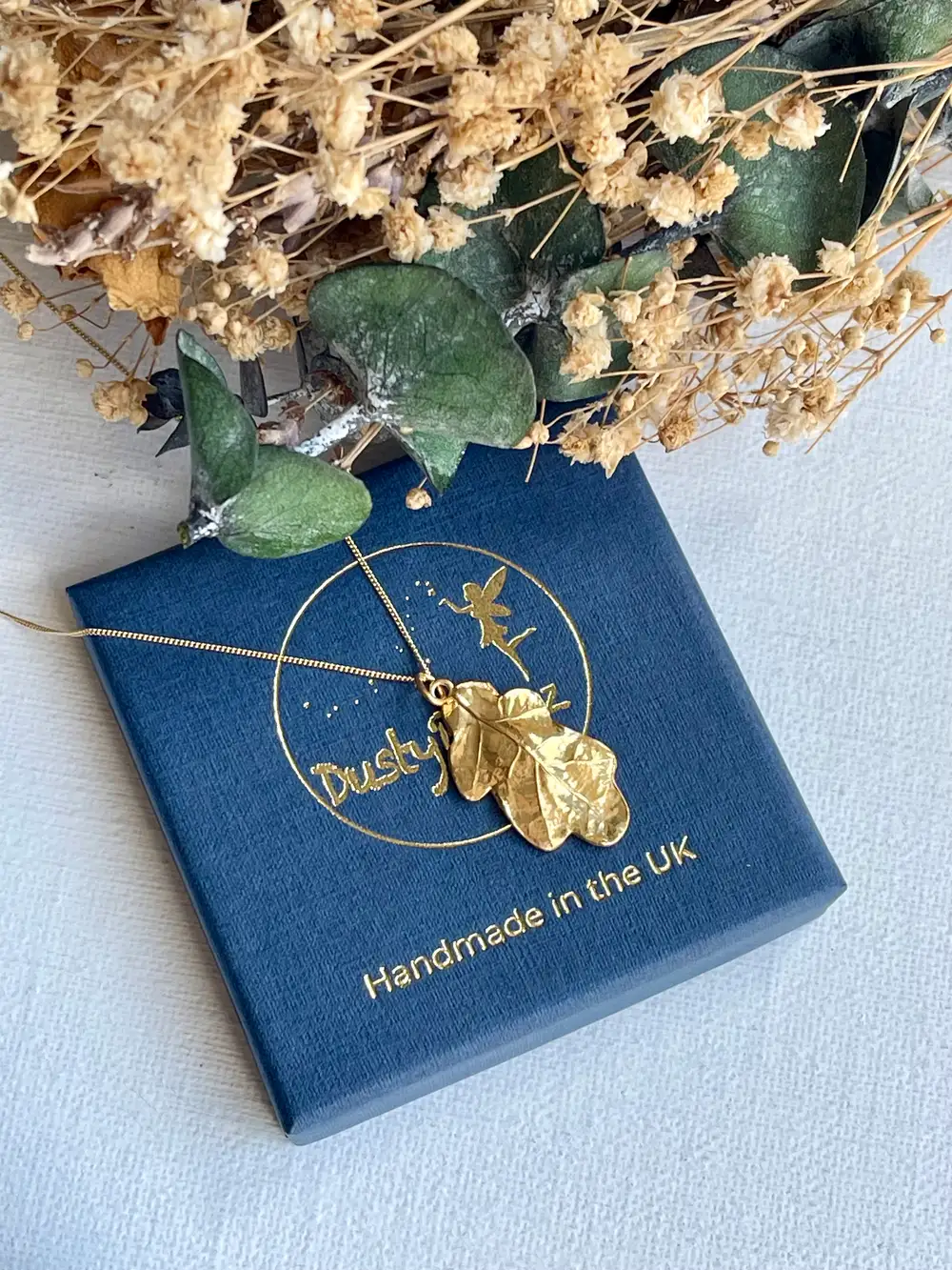 Gold Little Oak Leaf Pendant Necklace