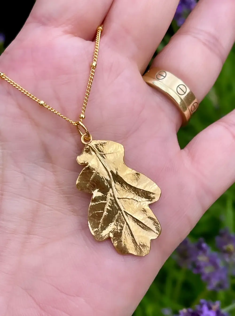 Gold Oak Leaf Pendant Necklace