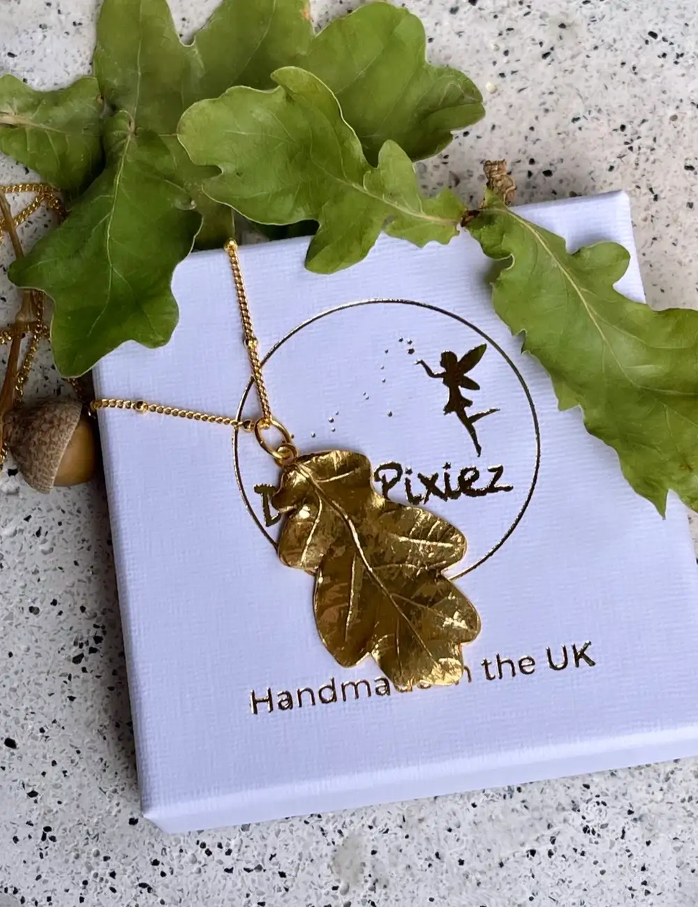 Gold Oak Leaf Pendant Necklace