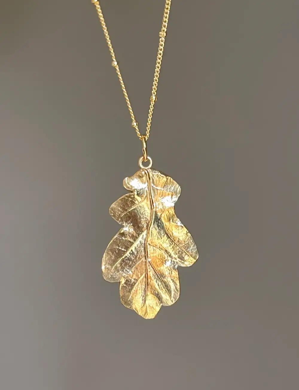 Gold Oak Leaf Pendant Necklace
