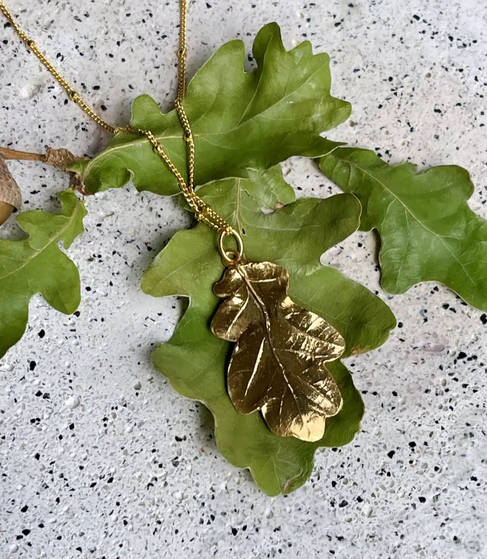 Gold Oak Leaf Pendant Necklace