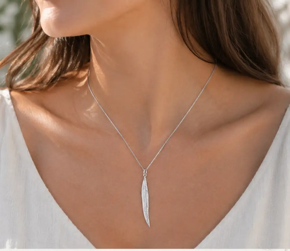 Sterling Silver Willow Leaf Necklace